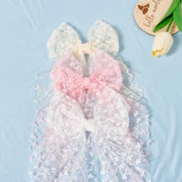 1pc Girls Wedding Decor Embroidery Lace Bow Long Tail Hair Accessory Kids Party Wear Hair Clip Teenage Fahion Ponytail Barrettes