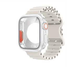 Glass Case+Strap for Apple Watch Band 40mm 41mm 44mm 45mm 42mm 46mm Screen Protectors Case for Apple IWatch Series 10 9 8 7 6 54