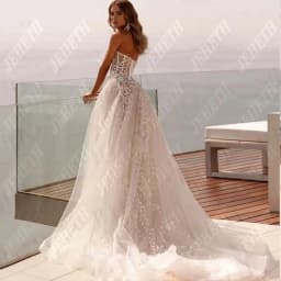 JEHETH Sexy Strapless Lace Wedding Dress Charming A-Line Sweetheart Tulle Trumpet Appliques Wedding Bride Gown Customized 2025 