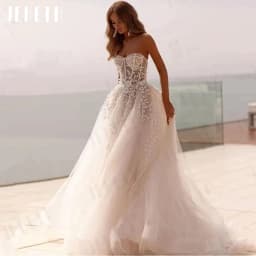 JEHETH Sexy Strapless Lace Wedding Dress Charming A-Line Sweetheart Tulle Trumpet Appliques Wedding Bride Gown Customized 2025 