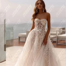 JEHETH Sexy Strapless Lace Wedding Dress Charming A-Line Sweetheart Tulle Trumpet Appliques Wedding Bride Gown Customized 2025 