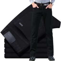 Spring Autumn Vintage Black Business Jeans Men Casual Straight Stretch Classic Work Denim Trousers Korean Comfortable Brand Pant