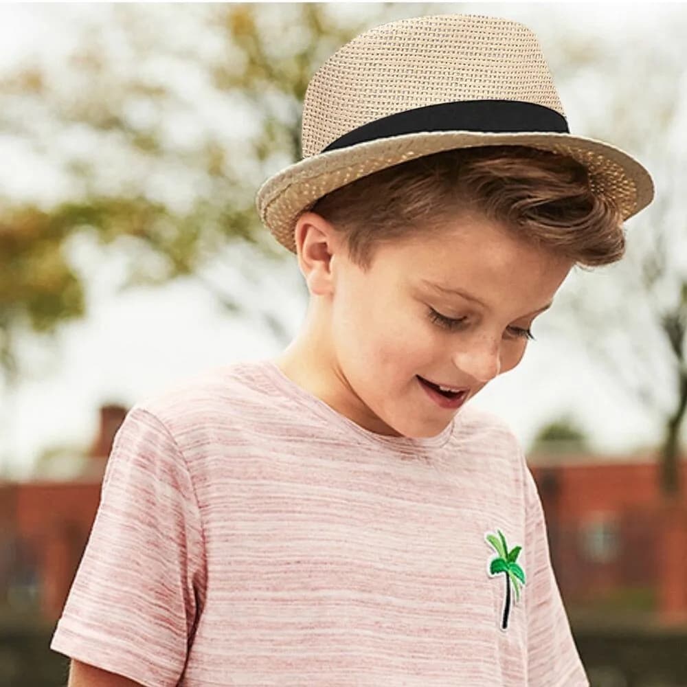 Children Kids Summer Beach Straw Hat Jazz Panama Breathable Hat Large Brim Outdoor Breathable Hats Girls Boy Sunhat