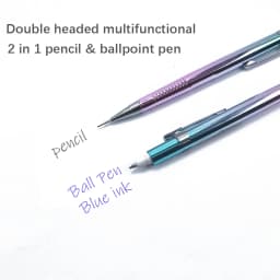 New Creative 2 In 1 Mechanical Pencil & Blue Ballpoint Pens Set, 0.3 0.5 0.7 0.9mm Automatic Pencil With Eraser Writing Supplies
