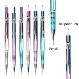 New Creative 2 In 1 Mechanical Pencil & Blue Ballpoint Pens Set, 0.3 0.5 0.7 0.9mm Automatic Pencil With Eraser Writing Supplies