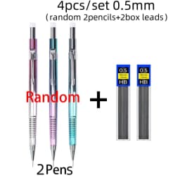 New Creative 2 In 1 Mechanical Pencil & Blue Ballpoint Pens Set, 0.3 0.5 0.7 0.9mm Automatic Pencil With Eraser Writing Supplies