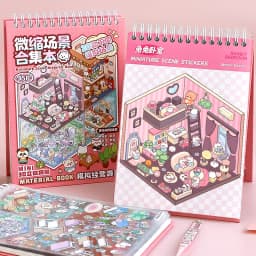 45Pcs Cartoon Landscape Sticker Book DIY 3DMiniature Scene Collection 1.0 Stickers Gift for Kid Child kawaii stationery stickers