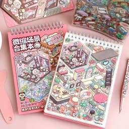 45Pcs Cartoon Landscape Sticker Book DIY 3DMiniature Scene Collection 1.0 Stickers Gift for Kid Child kawaii stationery stickers