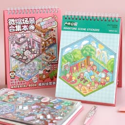 45Pcs Cartoon Landscape Sticker Book DIY 3DMiniature Scene Collection 1.0 Stickers Gift for Kid Child kawaii stationery stickers