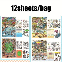45Pcs Cartoon Landscape Sticker Book DIY 3DMiniature Scene Collection 1.0 Stickers Gift for Kid Child kawaii stationery stickers