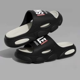 Men Thick Sole Summer Beach Slides Bathroom Anti Slip Slipper Soft Sandals Simplicity Ultra Light Letter Shoes Men Slippers