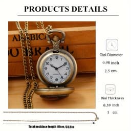Exquisite Vintage Mermaid Pattern Pocket Watch Design with Necklace,Precise Quartz Movement Watch,Great Gift for Women and Girls