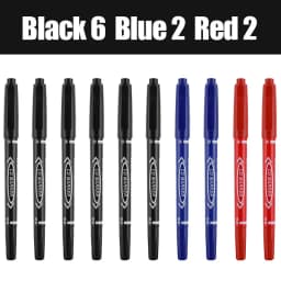 10Pcs Double Tip Permanent Markers Pens Waterproof Oily Fine Tip Black Painting Marker Graffiti Marking Pens School Supplies