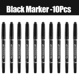10Pcs Double Tip Permanent Markers Pens Waterproof Oily Fine Tip Black Painting Marker Graffiti Marking Pens School Supplies