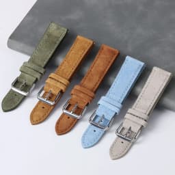 18mm 19mm 20mm 22mm Vintage Suede Cowhide Watch Strap Handmade Watch Band Gray Brown Green Quick Release Bracelet for Men Women