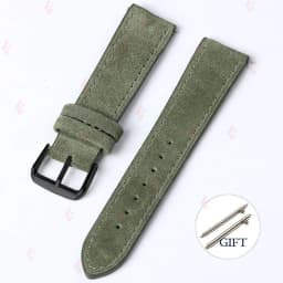18mm 19mm 20mm 22mm Vintage Suede Cowhide Watch Strap Handmade Watch Band Gray Brown Green Quick Release Bracelet for Men Women
