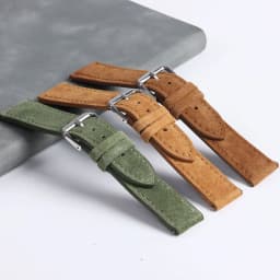 18mm 19mm 20mm 22mm Vintage Suede Cowhide Watch Strap Handmade Watch Band Gray Brown Green Quick Release Bracelet for Men Women