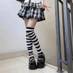 Women's Socks Colorful Stripes Personalized Fashionable Cool Long Tube Socks Gothic Style Japanese Punk Jk Calf Stockings Girl