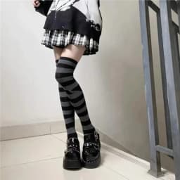 Women's Socks Colorful Stripes Personalized Fashionable Cool Long Tube Socks Gothic Style Japanese Punk Jk Calf Stockings Girl