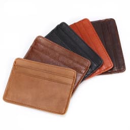 New Arrival Genuine Leather Mini Wallet Man Slim Credit Card Holder Men's Small Purse ID Card Case 4 Slots For Women Coin Pocket