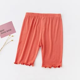 Summer Girls Pants Leggings Modal Cotton Bottoms Knee Medium-length Pants Solid Color Ruffles Legging for Kids Clothes 3-10 Year