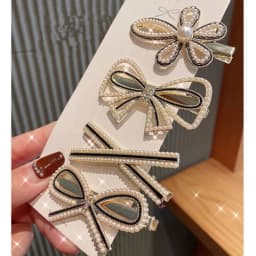 1Set Handmade Pearl Hairpins Pin for Women Fashion Rhinestone Flower Barrettes Headwear Girls Sweet Hair Clips Hair Accessories