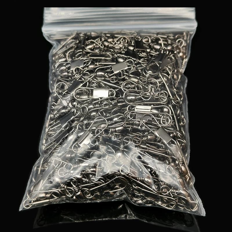 50pcs Winter Ice Fishing Goods Swivel Fishing Connector Pin Bearing Rolling Swivel Snap Fastlock Clips Fishhook Lure TacklePesca