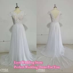 Vintage Lace Wedding Dress Short Sleeve V Neck A Line Chiffon Bridal Gowns Backless Sweep Train Boho Beach Robe De Noiva 2026