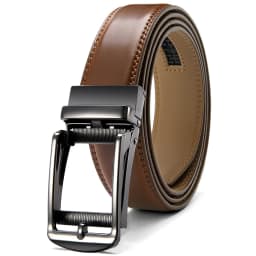 DOOPAI Mens Leather Belt Automatic Genuine Leather Belts Leisure Fashion Ratchet Belts for Men Pants Waistband Ремень