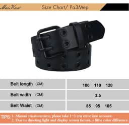 Maikun Halloween New Ladies Black PU Leather Belt Double Exhaust Air Hole Pin Buckle Fashion Trend Waistband Punk Goth Style