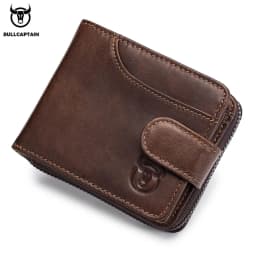 BULLCAPTAIN Business Men's Wallet Genuine Leather Wallet Multi-Function Business Card Holder Small Card Box Leather Purse Man