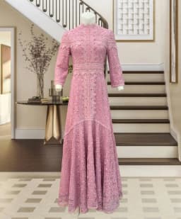 Light Mature Blue Lace Dress Irregular Dress High Low Fit Long Dress Fashion
