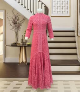 Light Mature Blue Lace Dress Irregular Dress High Low Fit Long Dress Fashion