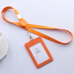 Retractable Lanyard Card Holder PU Badges Set Stationery ID Card Holder with Lanyard Badge Holder Business Name Tag Accessories