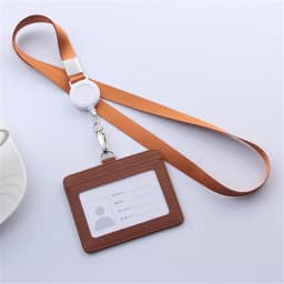 Retractable Lanyard Card Holder PU Badges Set Stationery ID Card Holder with Lanyard Badge Holder Business Name Tag Accessories