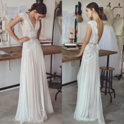 Boho Wedding Dresses 2026 Bohemian Wedding Gowns with Cap Sleeves V Neck Open Back Pleated Skirt Elegant A Line Gown Customized