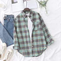 Loose Casual Style Women's Yellow Red Plaid Shirt 2023 New Womens Tops Large Size Long Sleeve Shirts Boutique Clothing