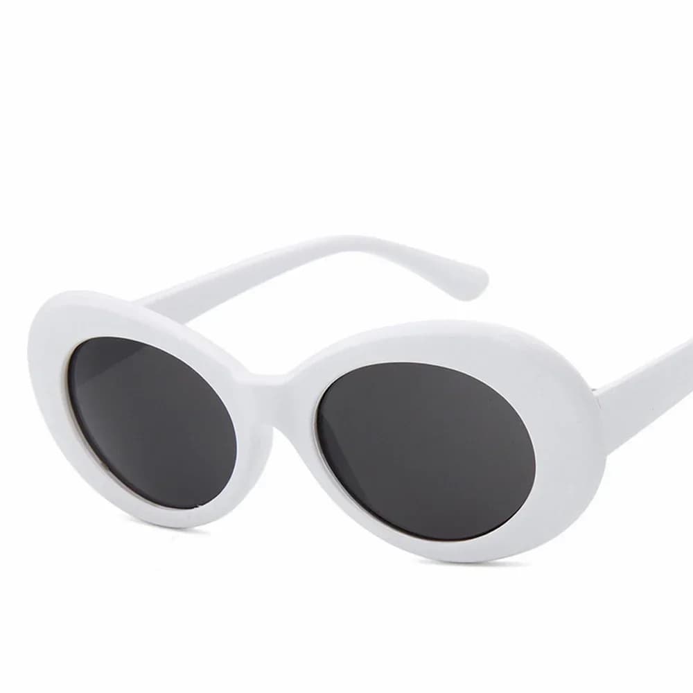 Goggle Glasses Oval Sunglasses Ladies Trendy Hot Vintage Retro Sunglasses Women's White Black Eyewear UV