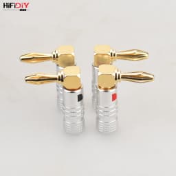 HIFIDIY LIVE 4PCS/Set 4mm Pure Copper Gold Plated Banana Plug Connector For Audio Video Speaker Adapter Terminal Connectors Kit