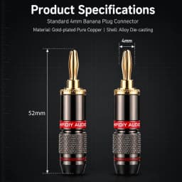 HIFIDIY LIVE 4PCS/Set 4mm Pure Copper Gold Plated Banana Plug Connector For Audio Video Speaker Adapter Terminal Connectors Kit