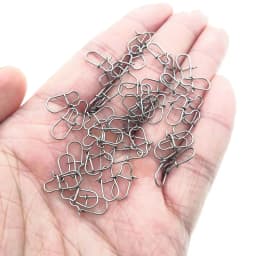 30Pcs/Lot Stainless Steel Hook Fast Clip Lock Snap Swivel Fishing Solid Rings Safety Snaps Fishing Hook Connector Fishing Tackle