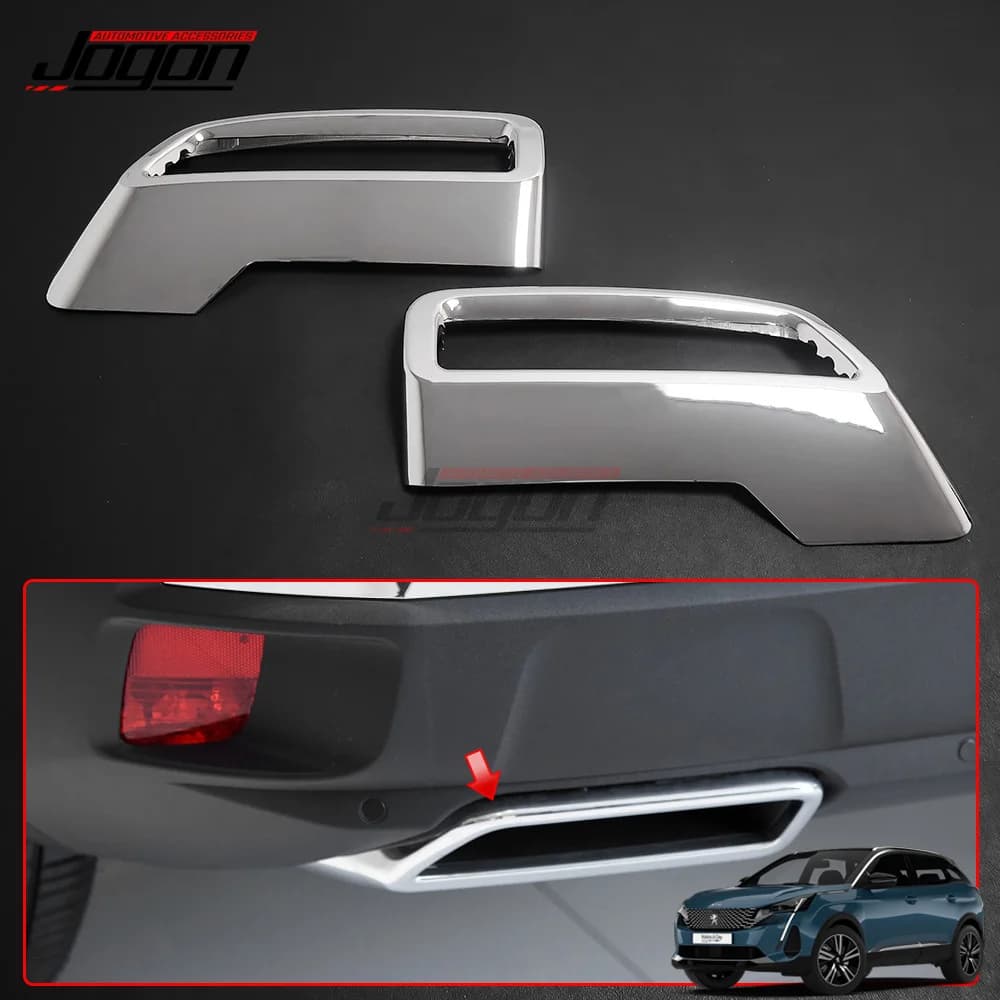 2PCS Chrome Car Rear Exhaust Cover For Peugeot 3008 5008 T87 2017 2018 2019 End Pipe Car Exterior Decoration Trim Accessories