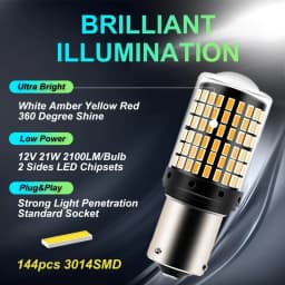 2pcs 1156 BA15S P21W BAU15S PY21W 7440 W21W P21/5W 1157 BAY15D 7443 3157 LED Bulbs 144smd Lamp Reverse Turn Signal Light 12V