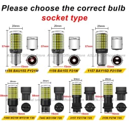 2pcs 1156 BA15S P21W BAU15S PY21W 7440 W21W P21/5W 1157 BAY15D 7443 3157 LED Bulbs 144smd Lamp Reverse Turn Signal Light 12V
