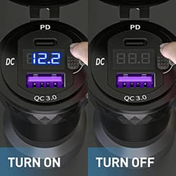 DIN Hella Plug to USB C PD 3.0 QC 3.0 USB Charger Power Adapter Voltmeter with ON-Off Switch for BMW Ducati Triumph Motorcycle