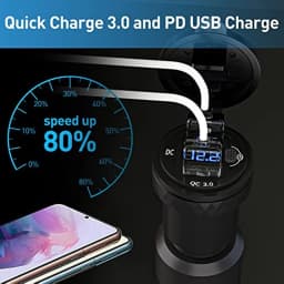 DIN Hella Plug to USB C PD 3.0 QC 3.0 USB Charger Power Adapter Voltmeter with ON-Off Switch for BMW Ducati Triumph Motorcycle