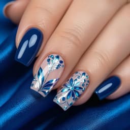 24Pcs Short Square Coffin False Nails Square Fake Nails with Glue French Glitter Wearable Acrylic Nails Set Press on Nail Tips