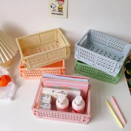 New Mini Plastic Stackable Foldable Stationary Holder Simple Cute Student Office Desktop Storage Box Stationery Home Organizer