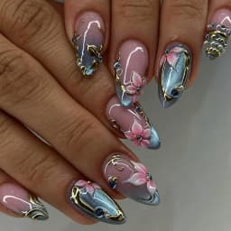 24pcs/Box Long Coffin False Nails Art Rose with Glue Wearable Nude Pink White Color Jelly Nails Tips Full Cover Press on Nails