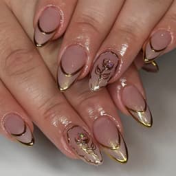 24pcs/Box Long Coffin False Nails Art Rose with Glue Wearable Nude Pink White Color Jelly Nails Tips Full Cover Press on Nails